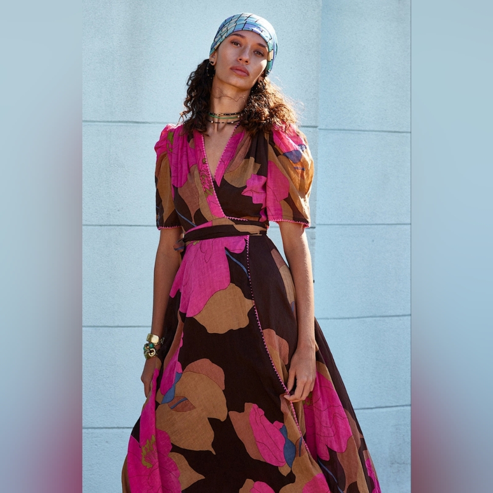 Chasing Unicorns Brown and Pink Maxi Dress